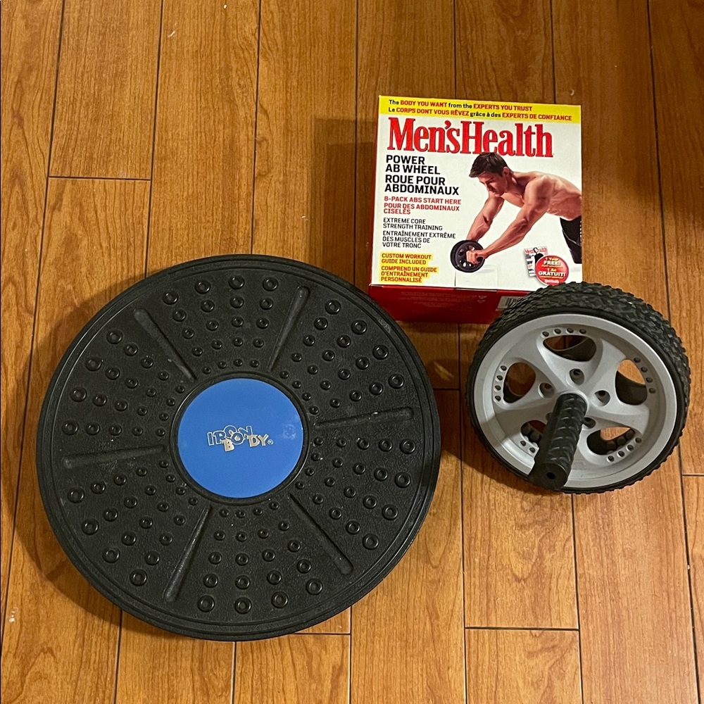 IronBody Wobble Balance Board + Ab Wheel (Men’s Health)